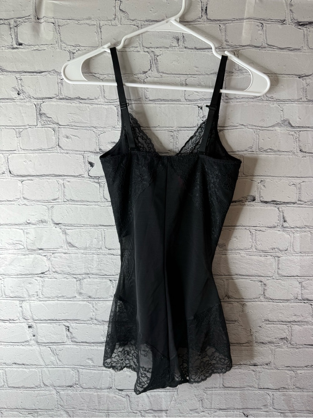 SPANX Black Lace-Trim Slip Bodysuit Chemise size medium